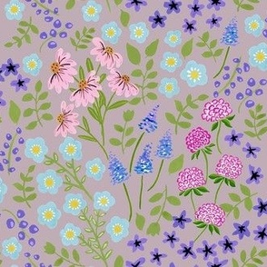 Emily's Garden Floral Lilac ground_Sugar Creek Design 