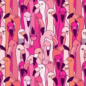 Pink flamingo tropical abstract pattern. Funny and sweet. Pink. Decorated.