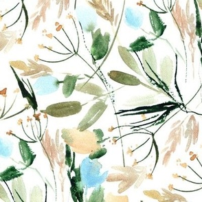 Tuscan grasses - watercolor wild flowers and grass - painted nature a988-1