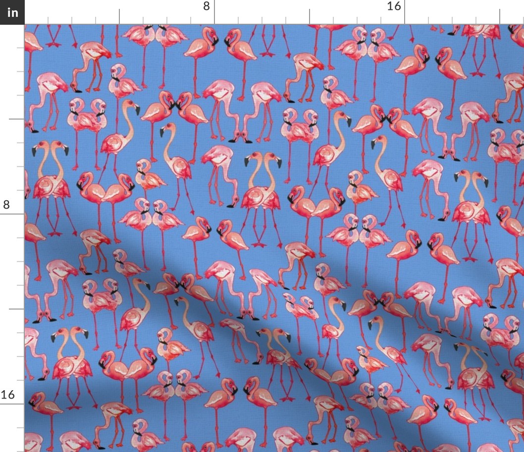 Flamingos On Blue