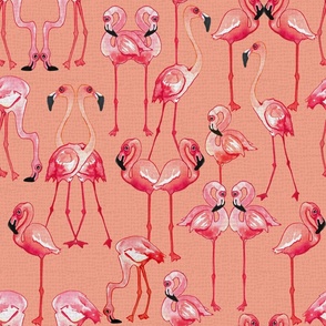 Flamingos On Peach