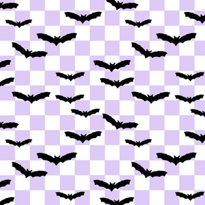 Checkerboard Halloween Bats in Pastel Purple