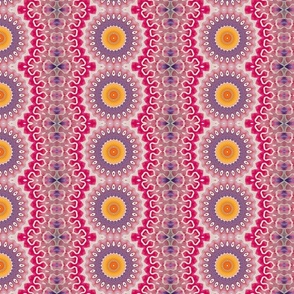 Joyous Play and Renewal Vertical Stripes in Lovely Pink and Yellow - Whimsical and Fun Circles set within lines - Alcohol Ink Design