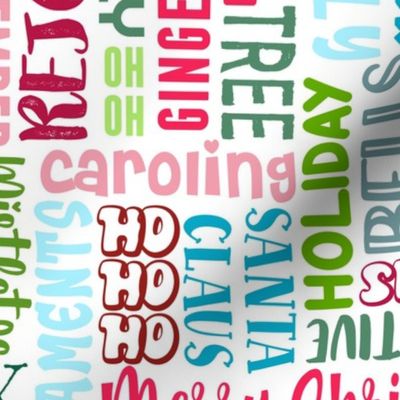 Large Scale Christmas Holiday Typography Sayings Words on White