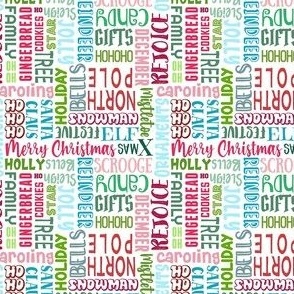 Small Scale Christmas Holiday Typography Sayings Words on White