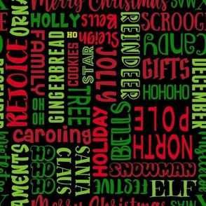  Large Scale Christmas Holiday Typography Sayings Words on Black