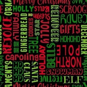 Medium Scale Christmas Holiday Typography Sayings Words on Black
