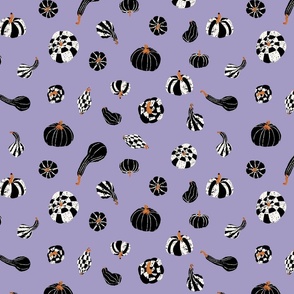 Textured black and white pumpkins - purple bluebell // Large