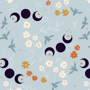 Boho Halloween Moonrise - Beau blue // Medium