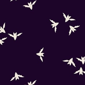 Halloween bats flying, tossed, on navy blue, medium