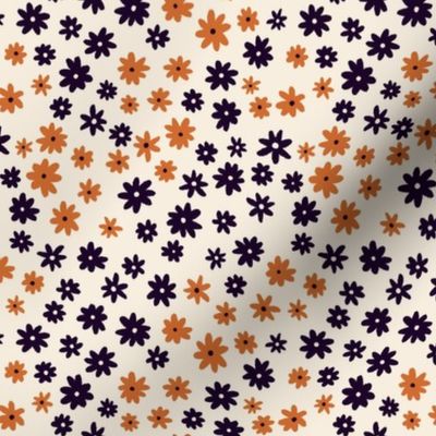 Ditsy fall floral - orange and dark purple // XS micro