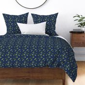 Large Foliage Stripes on Dark Blue Texture