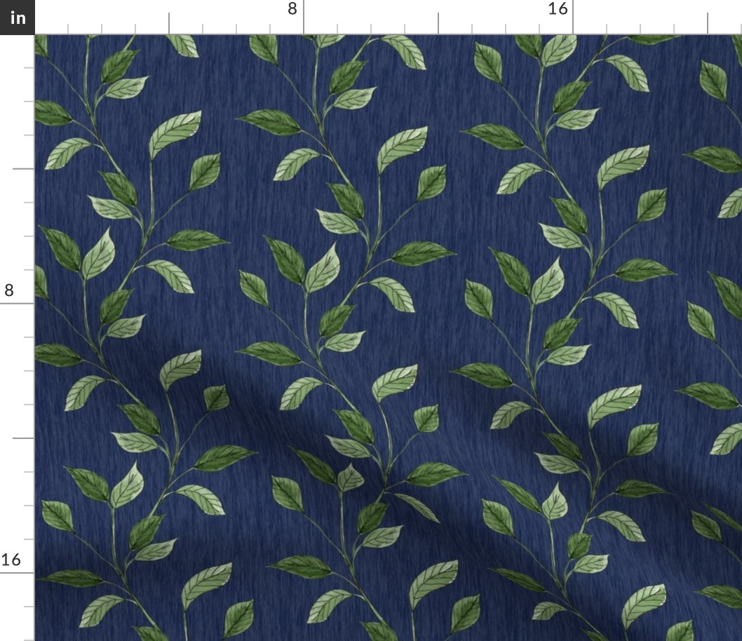 Large Foliage Stripes on Dark Blue Texture