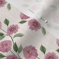 Small Dusty Rose Zinnia Stripes on Blush Texture