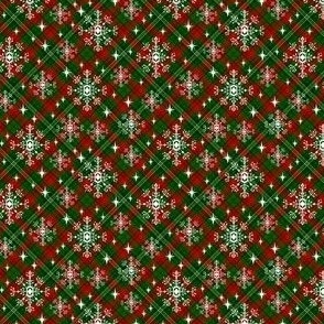 MINI snowflake plaid  fabric - green and red plaid, green and red tartan, holiday fabric, christmas winter fabric