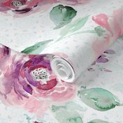 Victorian Era Roses Fabric,  Large, Chintz Pink Roses Wallpaper,  Wallpaper for Girls Room
