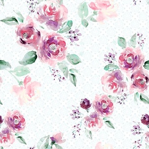 Victorian Era Roses Fabric,  Large, Chintz Pink Roses Wallpaper,  Wallpaper for Girls Room