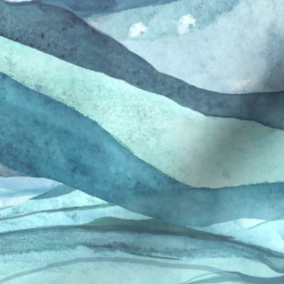 Blue Watercolour Ocean Waves
