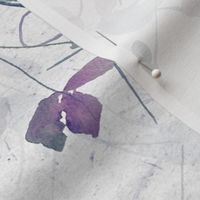 Large Purple Blue Orchids / Grey White / watercolor