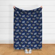 Paisley Polka Guinea Fowl on Cobalt Blue, Small Scale