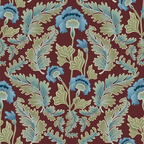 Victorian Era Traditional Floral.Lge.Red
