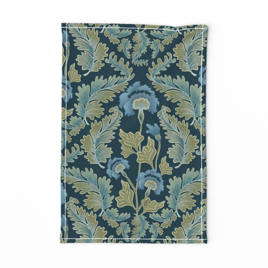 Victorian Era Traditional Floral.Lge.Navy