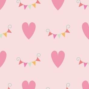 Hearts and buntings pastel pattern pastel