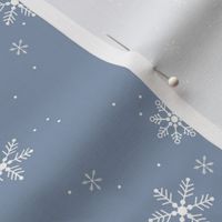 Scandinavian winter snowflake christmas day minimalist snow design nursery on moody blue
