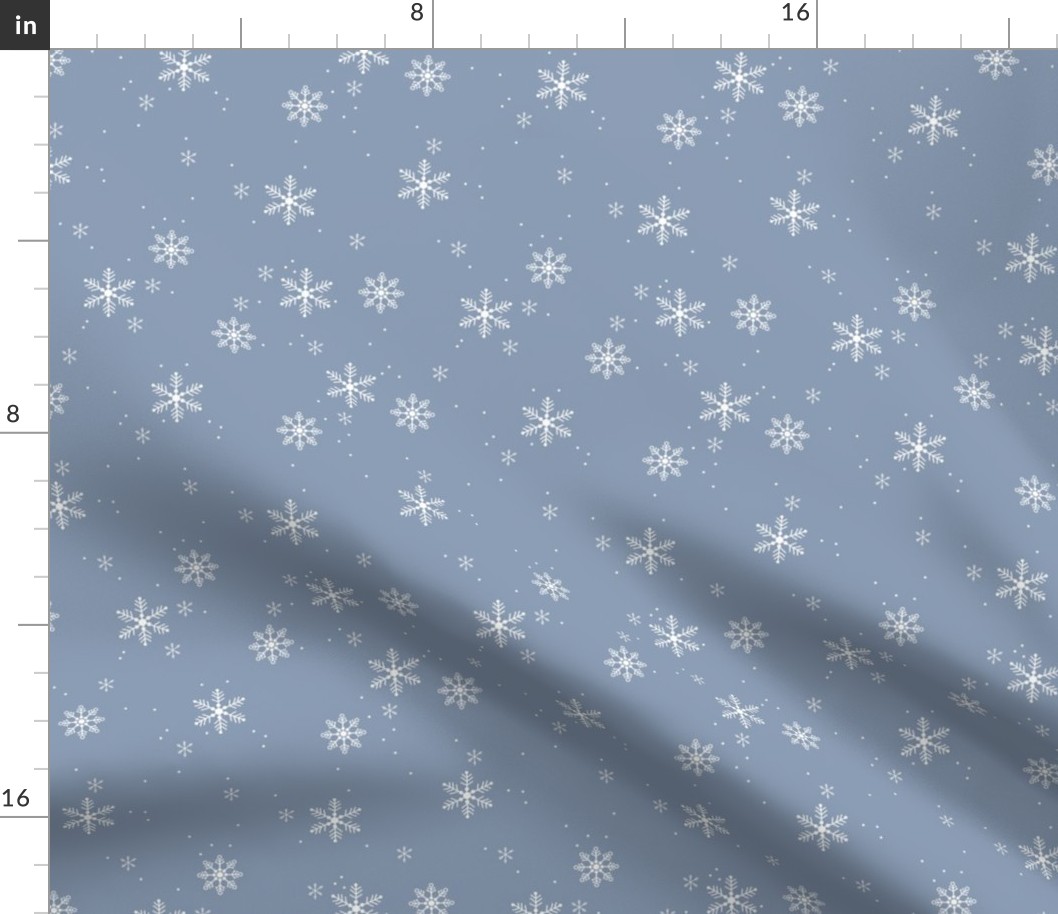Scandinavian winter snowflake christmas day minimalist snow design nursery on moody blue