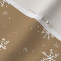 Scandinavian winter snowflake christmas day minimalist snow design nursery on cookie brown