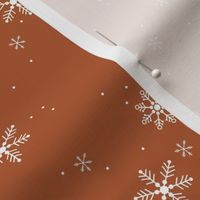 Scandinavian winter snowflake christmas day minimalist snow design nursery on rust vintage stone red