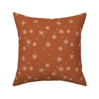 Scandinavian winter snowflake christmas day minimalist snow design nursery on rust vintage stone red