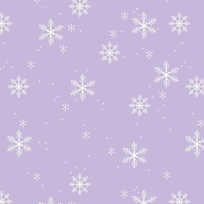 Scandinavian winter snowflake christmas day minimalist snow design nursery on lilac purple