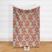 Trumpet Vine - Coral and Gray - Extra Large Scale
