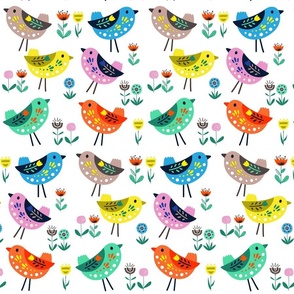 Nordic style birds and flowers