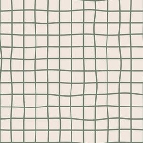 Whimsical muted grayish green Grid Lines on a offwhite cement background