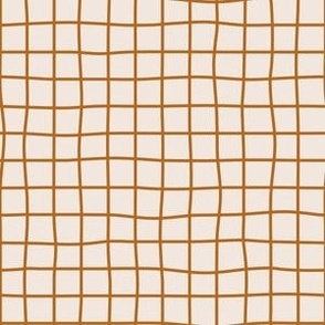 Whimsical Autumn (Longhorn) Brown Grid Lines on a offwhite cement background