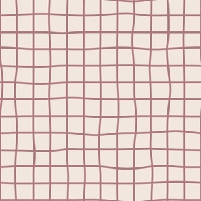 Whimsical earthy old fashioned pink Grid Lines on a offwhite cement background