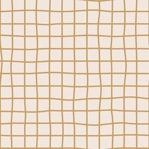 Whimsical earthtone gold Grid Lines on a offwhite cement background