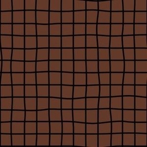 Whimsical black Grid Lines on a dark chocolate brown background