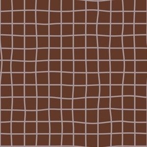 Whimsical light taupe Grid Lines on a dark chocolate brown background
