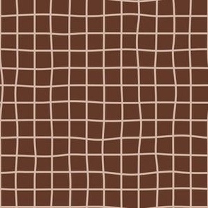 Whimsical milky brown Grid Lines on a dark chocolate brown background