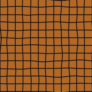 Whimsical graphite or near black Grid Lines on a warm brown background