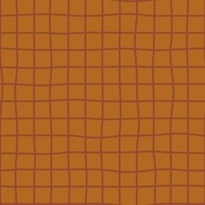 Whimsical burnt sienna Grid Lines on a brown background