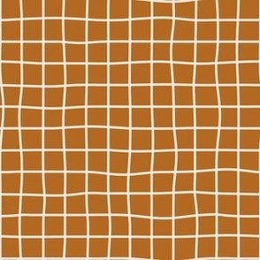 Whimsical Wavy Lines- Rustic WhiteCement on Longhorn Brown (Burnt Orange) background