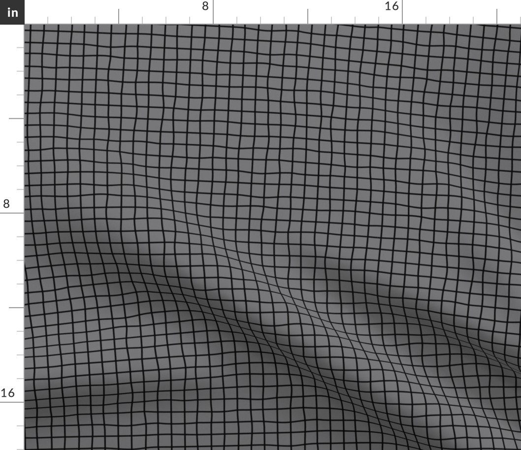 Whimsical black Grid Lines on a medium gray background