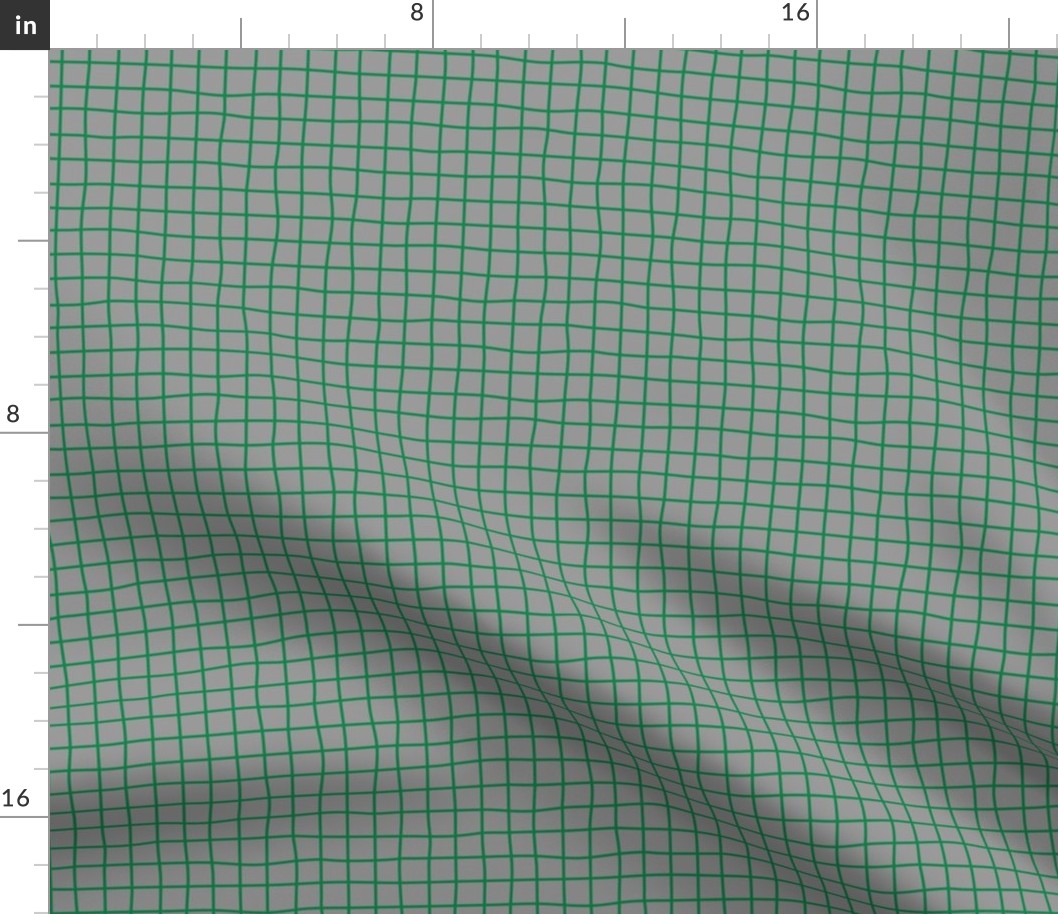 Whimsical dark green Grid Lines on a medium gray background