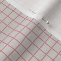 Whimsical old fashioned pink Grid Lines on a light grey background