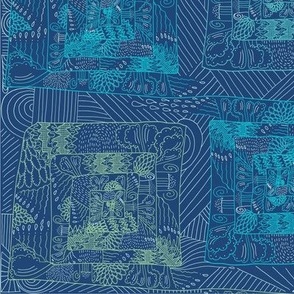 labyrinth world`s botanicals - middle blue/mint