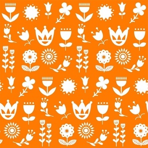 Flower Silhouette - Orange and White